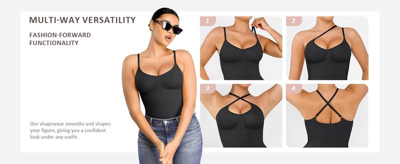 FeelinGirl Shapewear for Women Butt Lifter Bodysuit  Tummy Control Shapewear Seamless Womenswear Comfort Spaghetti Strap Hip Underwear Basic Minimalist Springtok