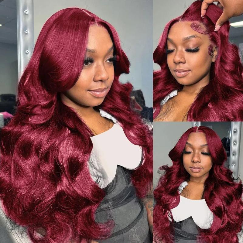 Bling Hair 99J Burgundy 13x6 Lace Front Wig Body Wave Colored Human Hair Wigs 180% 13x4 99J Color Transparent Lace Frontal Wig For Women