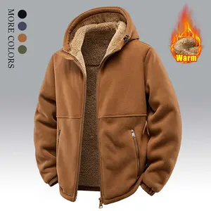 Men's Winter Fleece Hoodie – Thick, warm jacket with an adjustable drawstring hood, ribbed cuffs, and zippered front; perfect for outdoor hikes, jogging, fishing, gym workouts, or casual wear; fleece lining provides wind protection