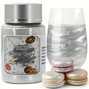 Edible Luster Dust, 30 Grams Food Grade silver Cake Dust Metallic Shimmer Christmas Food Coloring Powder for Cake Decorating, Baking, Fondant, Gumpaste, Chocolate, Candy, Drinks, Cookies -silver