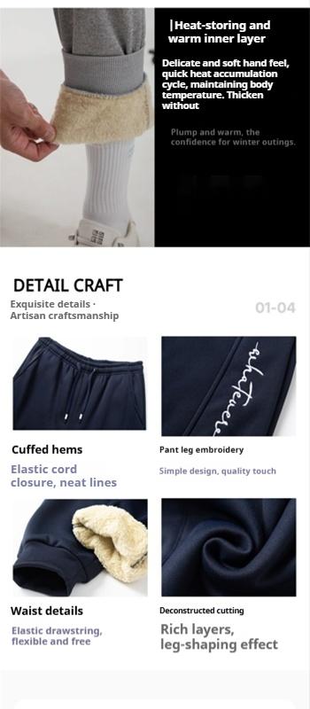 Men's Trendy Fleece-Lined Drawstring Joggers | Wear-Resistant 3D Cut | 10,000-Needle Embroidered Lettering