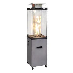 "Afterglow Glass Top + Terrafab Base Fire Heater Internal Gas Tank Kd Column 41000Btu, Grey "