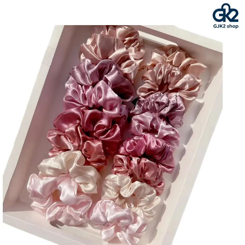 16 Pcs Soft Satin Scrunchies - Plain Assortment with Skin-Friendly Gentle Grip Elastic, Elegant Everyday Hairbands for Ponytails & Messy Buns