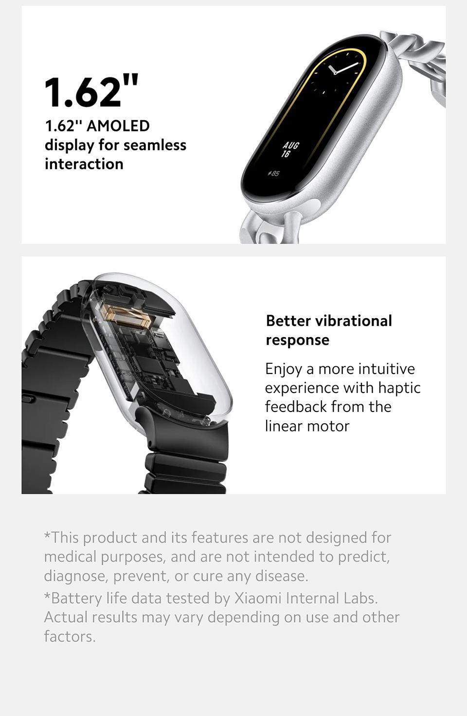Smart Band 9 Global Version  1.62" Amoled Display | up to 21 Days of Battery Life | Over 150 Workout Modes - Wearable Bluetooth Alloy Aluminium Watches Android Charging Screen