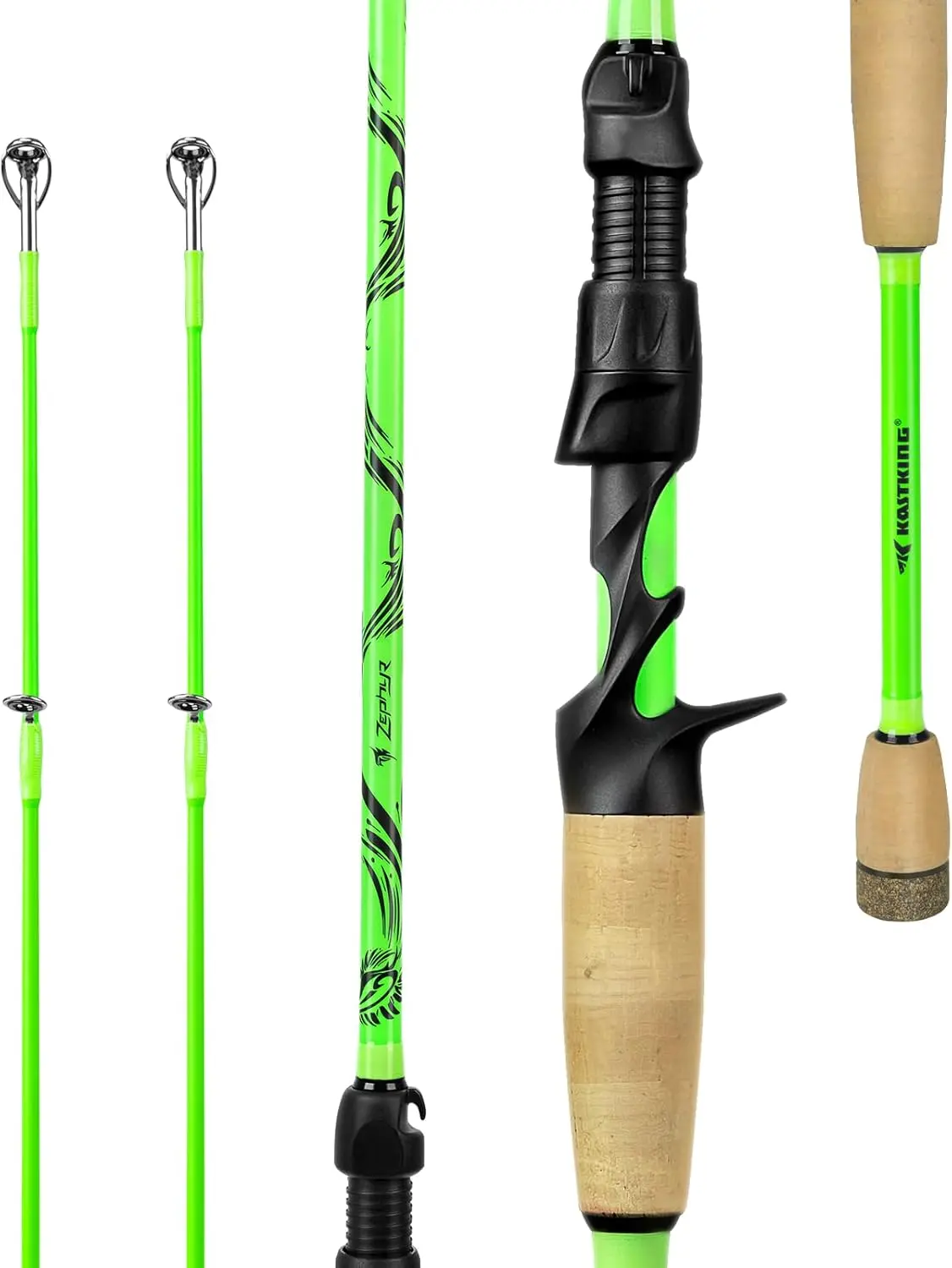 KastKing Zephyr Dual Tip Casting Fishing Rods,6'6"-ML/M-F(2 Pcs+ Extra Tip)