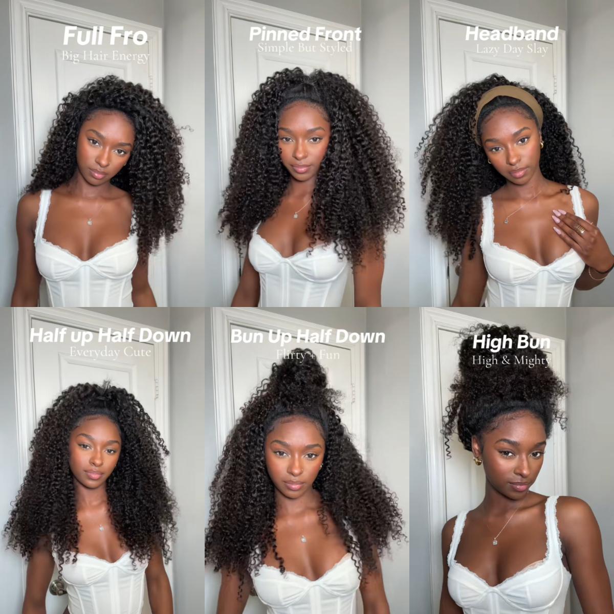 [Wequeen] Leave-out Friendly Burmese Curly Half Wig Glueless Blending Fulani Braids Human Hair Natural Volume Seamless Blend Realistic Hairline Adjustable Fit