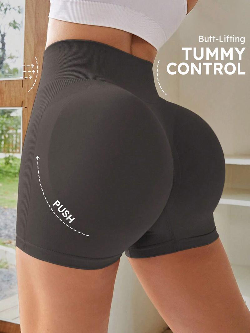 High Waist Tummy Control Side-Ribbed Butt-Lifting Seamless Shorts