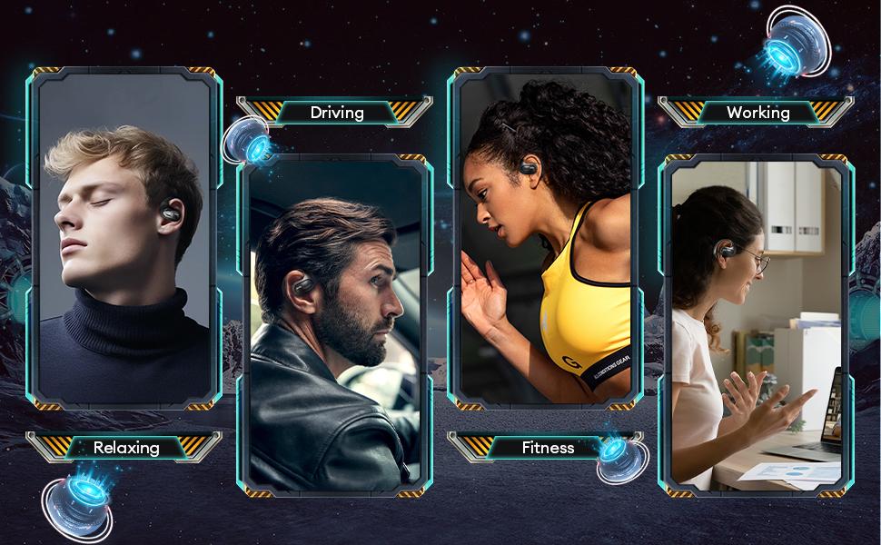 Transformers Open Ear Headphones Wireless Bluetooth 5.4, Open Ear Earbuds IPX5 Waterproof Noise Cancelling Running Sport Wireless Bluetooth Earbuds with Mic and Earhooks for Android/iOS Black Transformers Open Ear Headphones Wireless Bluetooth 5.4, Open Ear Earbuds IPX5 Waterproof Noise Cancelling Running Sport Wireless Bluetooth Earbuds with Mic and Earhooks for Android/iOS Black