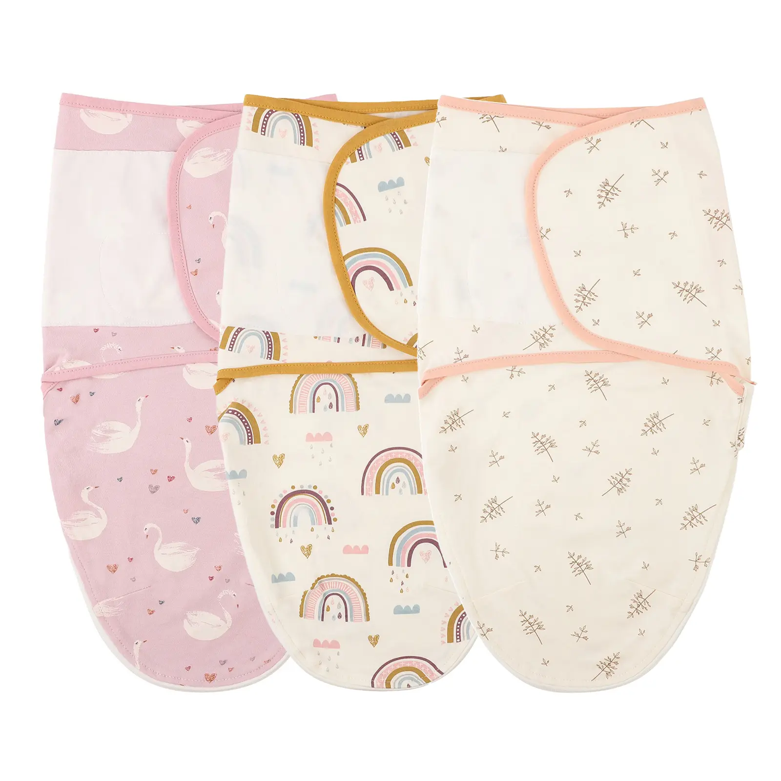 3-Pack Combed Cotton Zippered Baby Swaddle Sleep Sacks — Designed specifically for newborns aged 0 to 4 months. Features a zippered leg opening for easy diaper changes; an essential and practical item for newborns.