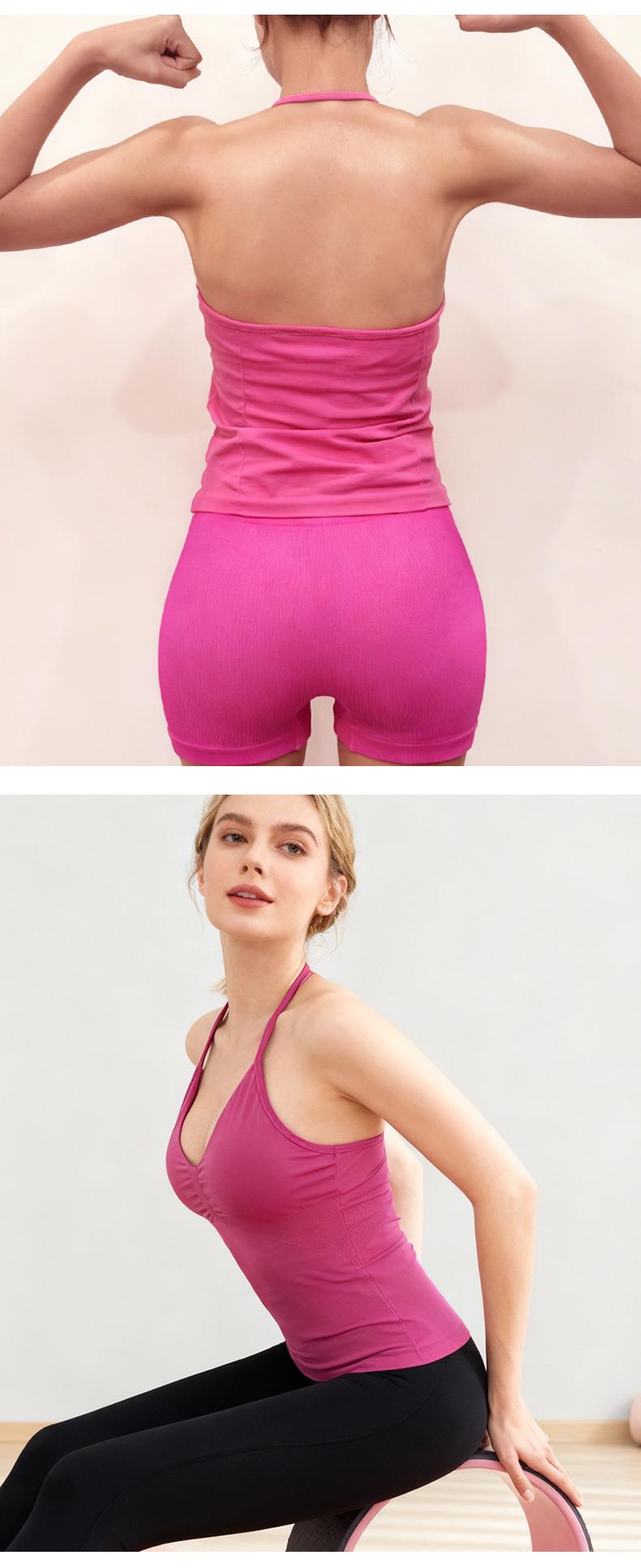 SUNVADUN B377 Sportswear Top Lace-Up Sleeveless Yoga Vest V-Neck Stretch Vest Crop Top for Women Fitness Vest Open Back Athletic Minimalistic Activewear Gym Apparel with Removable Cup Moisture Wicking Quick-Drying High Elasticity