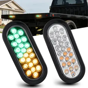 Nilight Strobe Light 2PCS 6Inch Oval 24 LED Amber Green Recessed Rubber Grommet Marker Clearance Road Flare Emergency Warning Lights IP67 Waterproof for Trailer Truck Pickup Camper RV Boat