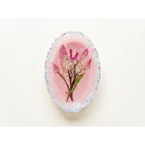 Pressed Flower Resin Trinket Tray | Pink Surprise