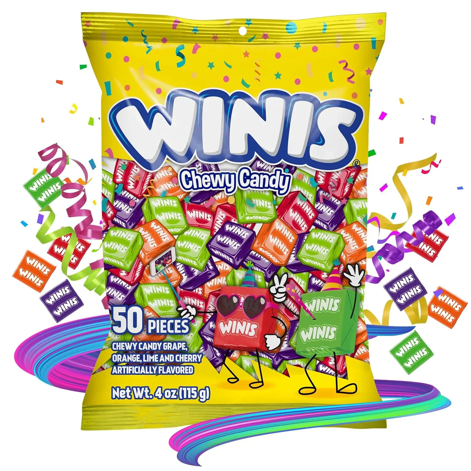 Assorted Chewy Taffy Candy Mix - 50 Individually Wrapped Pieces, 4 Oz, No Peanuts, Non-Melting Mexican Snacks, Party Size Sweet Treat, Gifting Idea for Adults