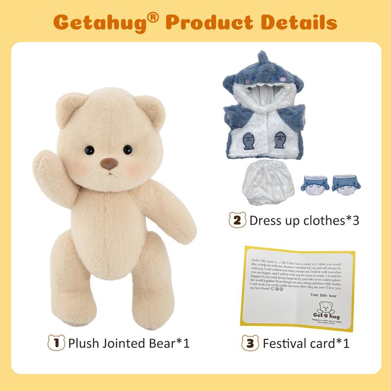 Shark Teddy Bear | Getahug Handmade Jointed Plush with Changeable Poses, Cuddly Stuffed Animal Gift for Collectors & Lovers, cozyvibes Huggable Collectible