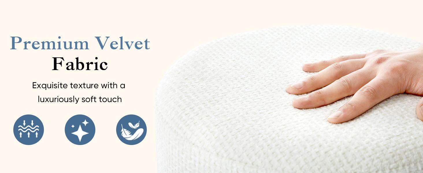 Velvet Vanity Stool - Round Ottoman Footrest Chair for Makeup Room, Bathroom, Bedroom, Living Room, Entryway & Offices Velvet Vanity Stool - Round Ottoman Footrest Chair for Makeup Room, Bathroom, Bedroom, Living Room, Entryway & Offices