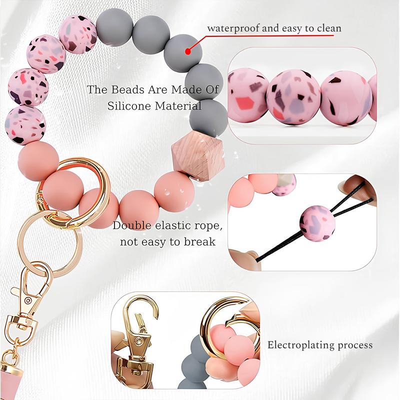 【2026 Womens Gift】Women's Smart Card Wallet，Fashion Beaded Decor Pu Leather Keychain,Card Capacity | ID Window | Cash Slot vintage wallet fashionable small pu leather wallet