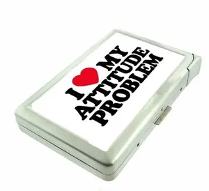 I Love My Attitude Heart y2k Metal Case Wallet with Built in lighter