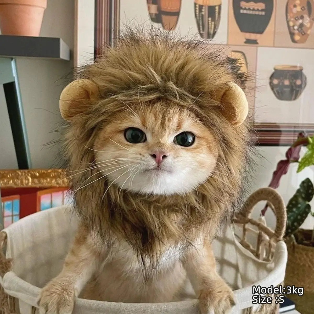 Lion Design Pet Hat, 1 Count Cute Animal Themed Headwear, Pet Accessory for Cats