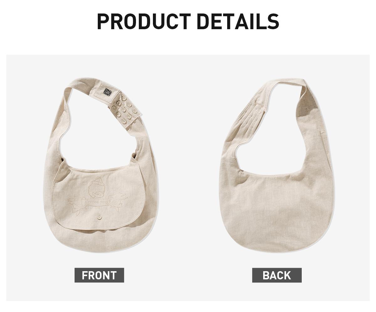 POP MART Hirono Living Wild – Freedom Island Cotton Linen Wanderer Bag White