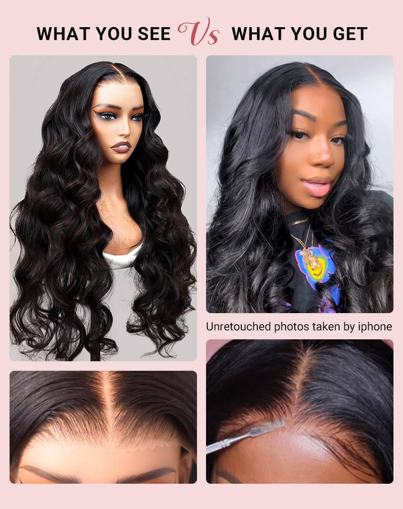 West Kiss Pre Cut Ready Go Glueless Wig Body Wave 7x4 Lace Closure Wig Human Hair 7x5 Closure Wig Bleached Knots Pre Plucked 250% Density Gluleless Wig For Women FebruaryFaves