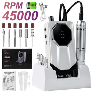 45000RPM Rechargeable Electric Nail Drill Machine Professional Nail Drills for Gel Nails Polish Portable Nail File Manicure Tool Professional Rechargeable Nail Drill