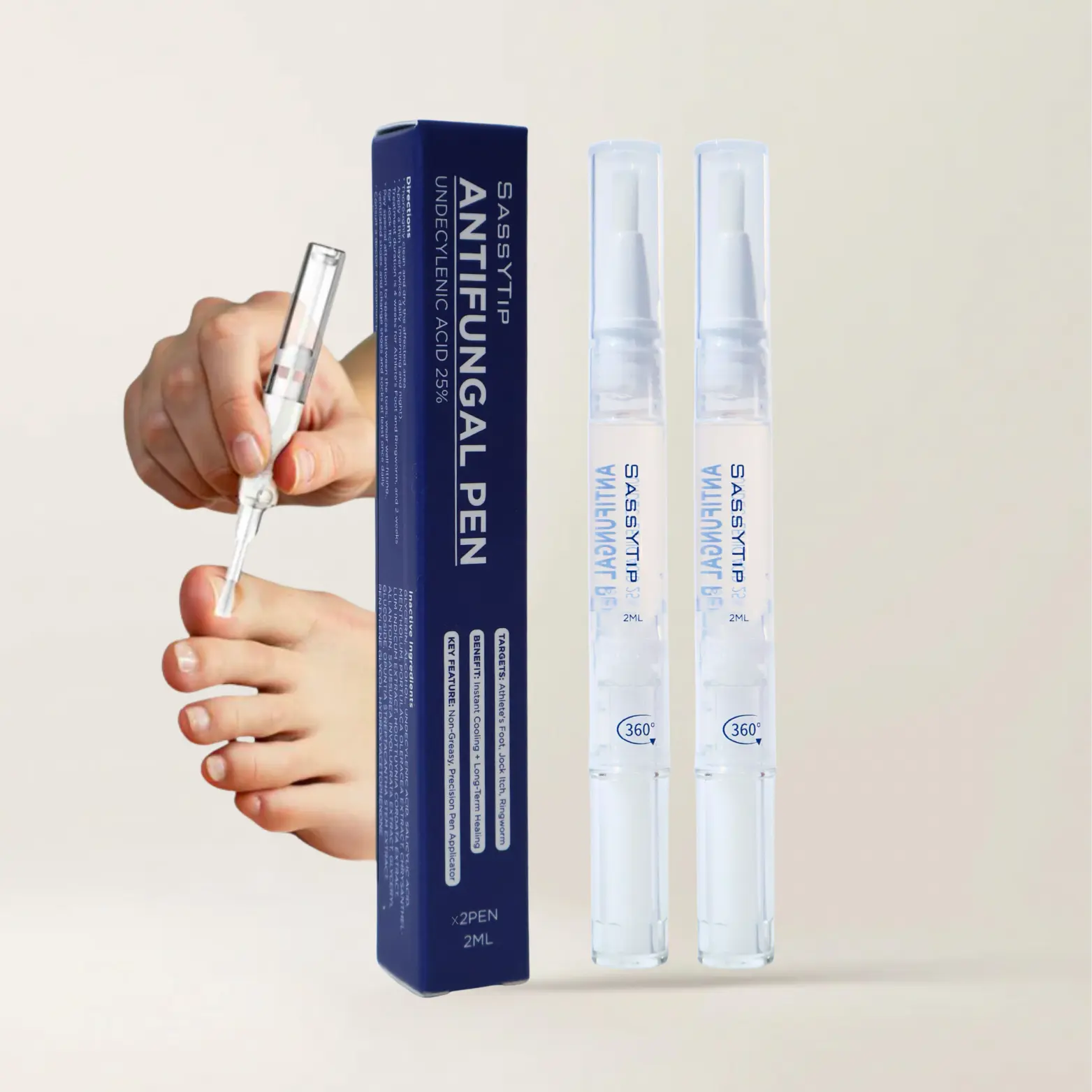 sassytip Antifungal Therapy Pen - On-The-Go Healthcare Wellness Solution with Tea Tree Oil, Clove Oil Twist-Pen Applicator for Athlete's Foot, Ringworm Relief