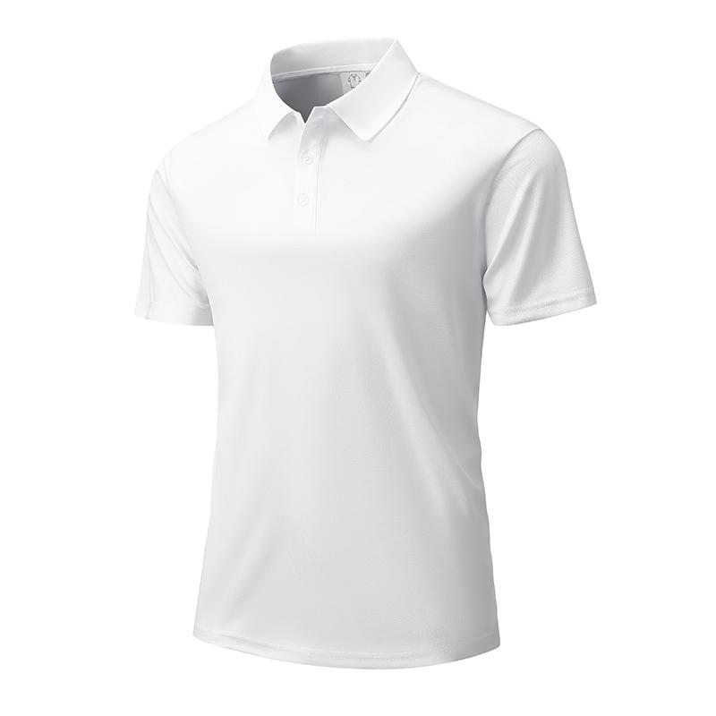Men's Solid Color Turn-down Collar Polo Shirt Short Sleeve Business Casual Simple Slim Fit Breathable T-shirt Office Menswear