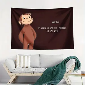 Curious Georgeee Flag Banner 3x5ft Tapestry Art Wall Decor Bedroom Dorm Room College Boys &Girls Cave Manga Gifts Decoration Cotton Linen Decorative