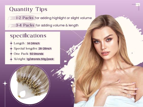 LaaVoo Micro Hair Extensions Real Human Hair Micro Ring Extensions Glueless Pre Style Human hair MIcro Bead Hair Extensions  Micro Loop Hair Extensions 57 Grams TikTokShopHolidayHaul  Christmas Gift for Her