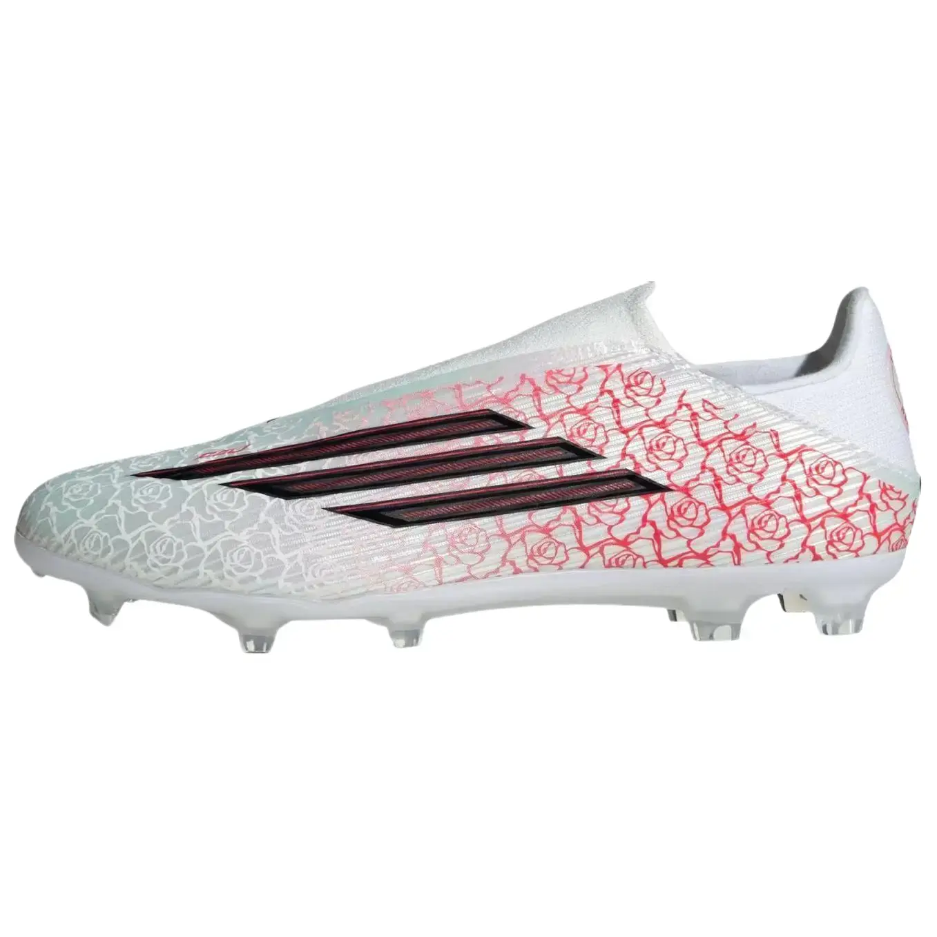 Adidas F50 League Laceless FG-MG Football Cleats 'White Black Lucid Red' x Lamine Yamal, Men's Sports Sneaker, Shoes, Soccer, Lightweight, High-Speed, Adaptive Upper, Football Fashion, Secure Lock, Clean Striking Surface