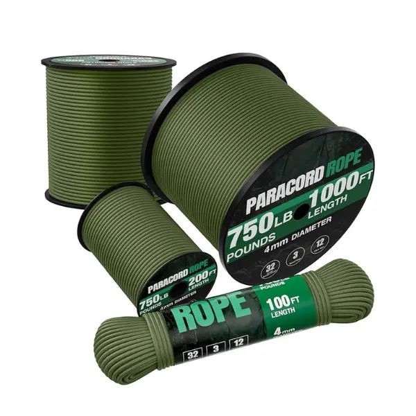 750lb Paracord Rope 4mm 100ft – Heavy Duty Utility Cord for Camping, Hiking, Outdoor Gear, Clothesline