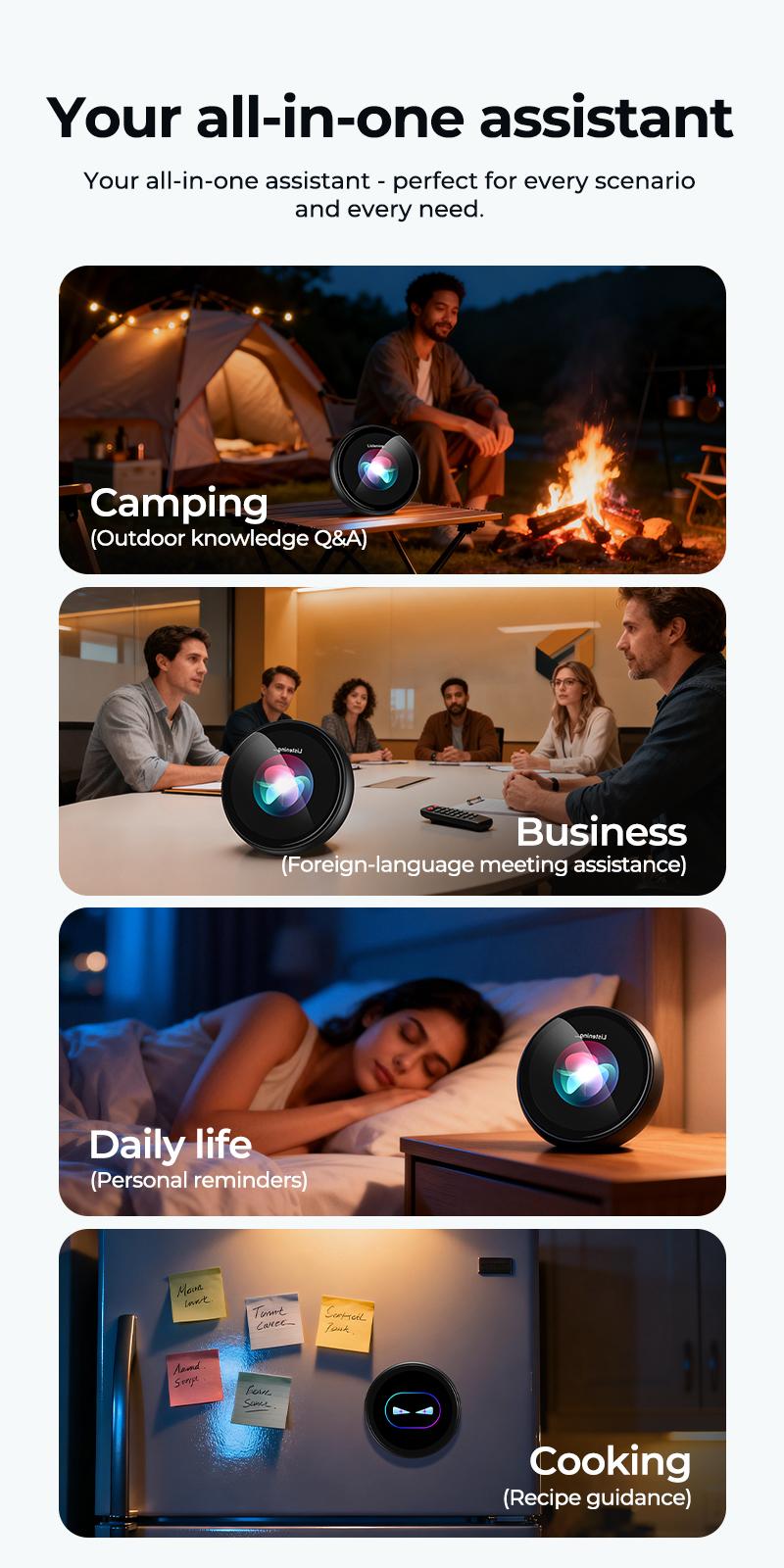 ZNP AI-Badge for Conversational Chat EmotionalCompanionship & Portability Ideal for Social Interaction and Travel Gadget with 60 Languages Instant Translation