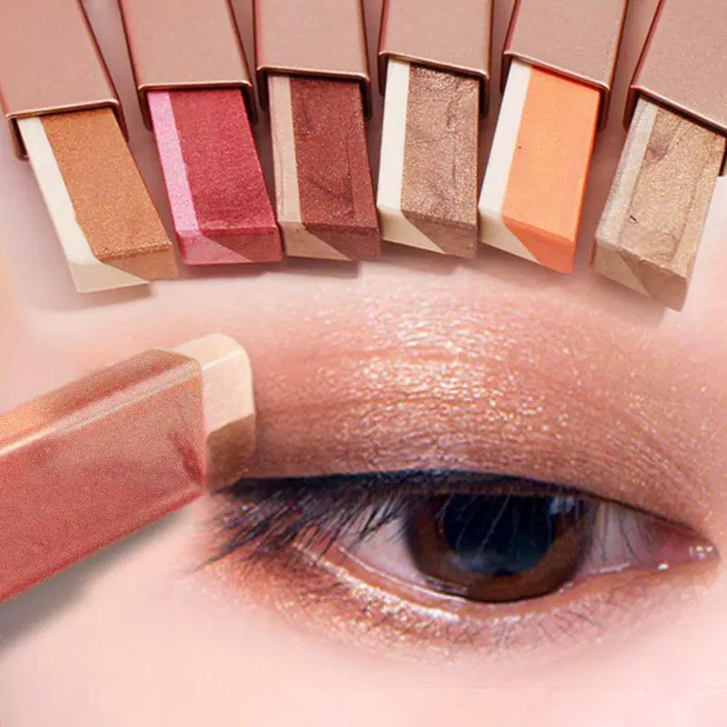 Smooth Two Color Eyeshadow Stick Set Long Lasting Makeup Waterproof Mate Highlighter Glossy EyeShadow Pencil Suitable For Beginners Cosmetic