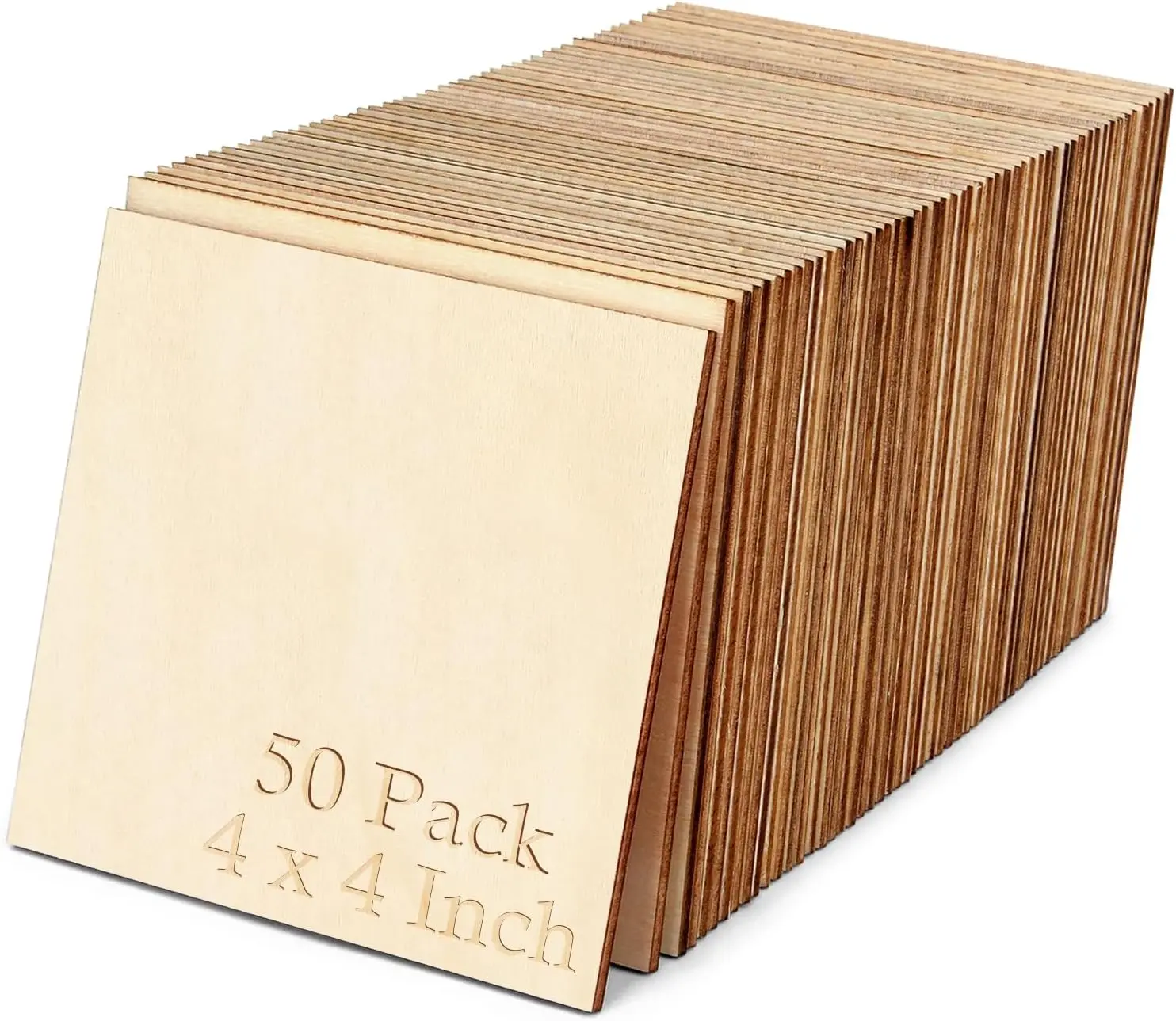 50PCS 4x4 Inch Wood Squares Unfinished Square Wood Pieces for Crafts,Painting, Writing, DIY Su