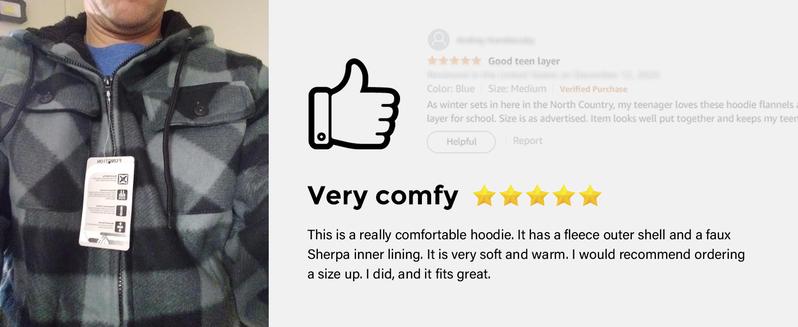 ZITY Men's Green Warm Sherpa Lined Flannel Jacket Fleece Hoodie Plaid Zip Up Outdoor Winter Coat Casual Workwear Tops Checked heated jacket Long Sleeve Tights Menswear