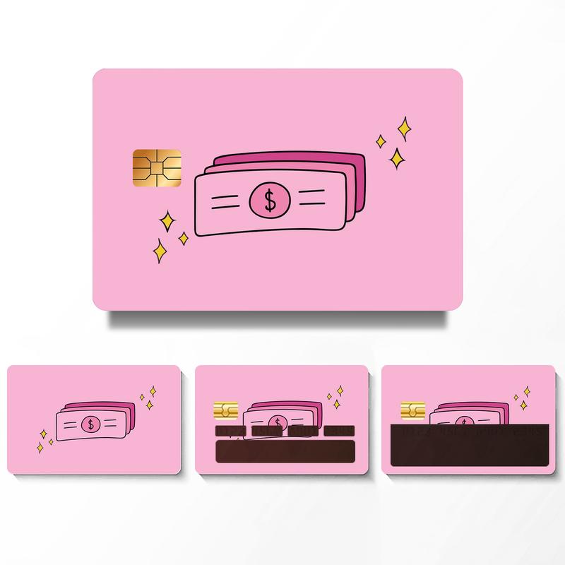 4Pcs In 1 Pink-Dollar Card Skin Sticker For Transportation, Key, Credit, Debit Card Skin-Protecting and Personalizing Bank Card-No Bubble, Slim, PVC Material