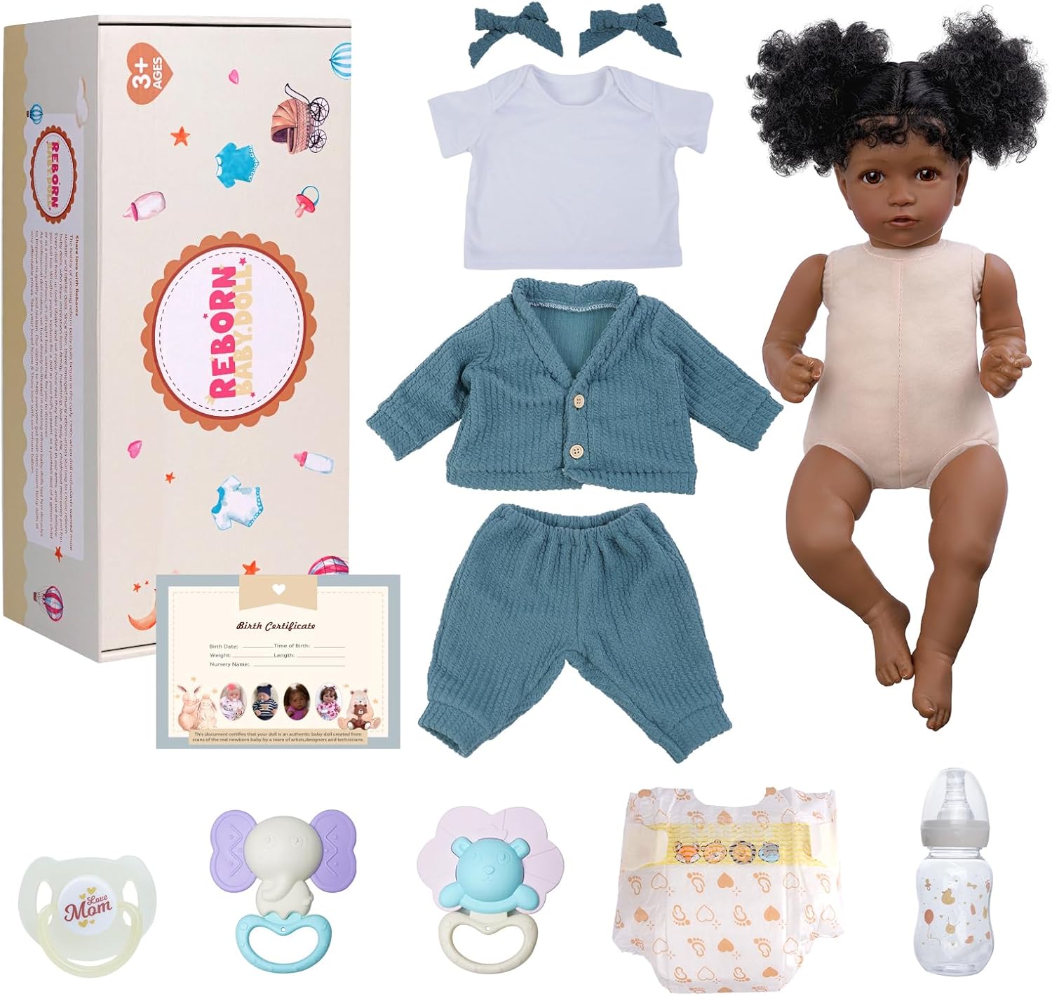 BABESIDE Lifelike Reborn Baby Dolls 20Inch Fabric Body Vinyl Limbs Real Life Baby Dolls with Toy Accessories for Kids Age 3+ Perfect for Mother's Day Valentine's Day Children's Day & Christmas Gifts