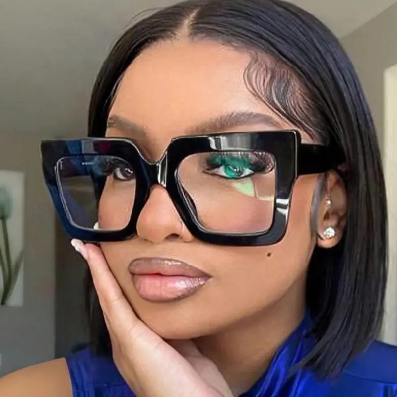 ShineThru Unisex Full-Rim Retro Square Wide Blue Light Glasses (1-Pair) - High-Quality PC Frame, Lightweight Comfortable, UV Protection, Suitable for Daily Wear & Outdoor Activities, Blue Lights Glasses