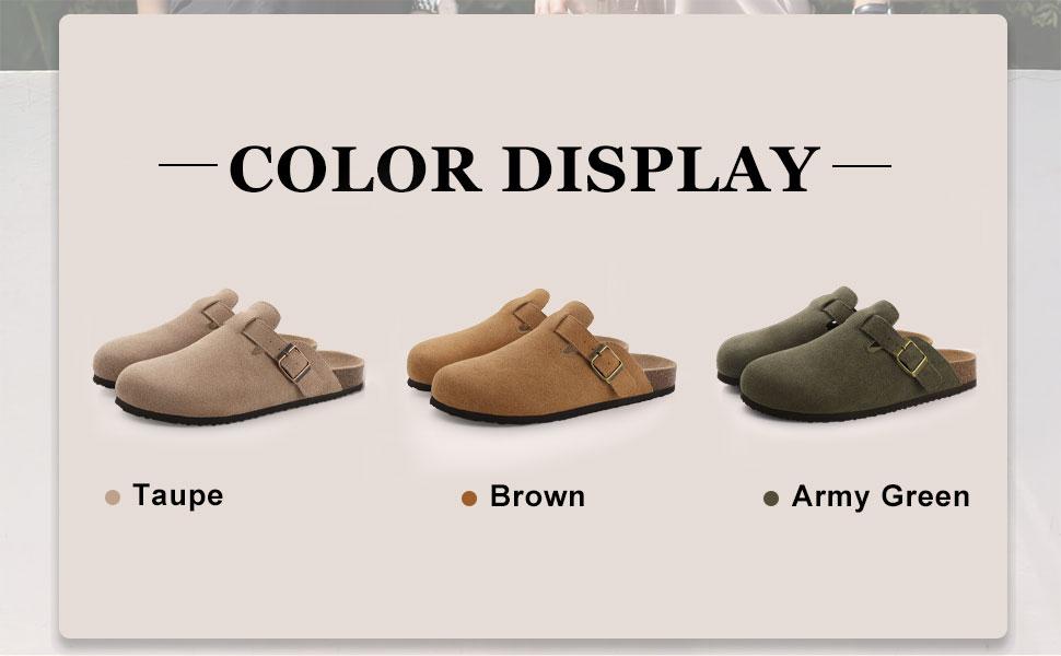 KIDMI Women's & Men's Genuine Suede Clogs Round Toe Sandals Leather Mules Potato Shoes with Arch Support for Casual Wear