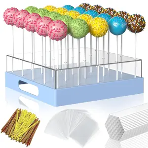 Cake Pop Stand,25 Holes Clear Cake Pops Display Holder,Sticks Kit, Candy Pop Holder,Mold for Party,Wedding,Birthday