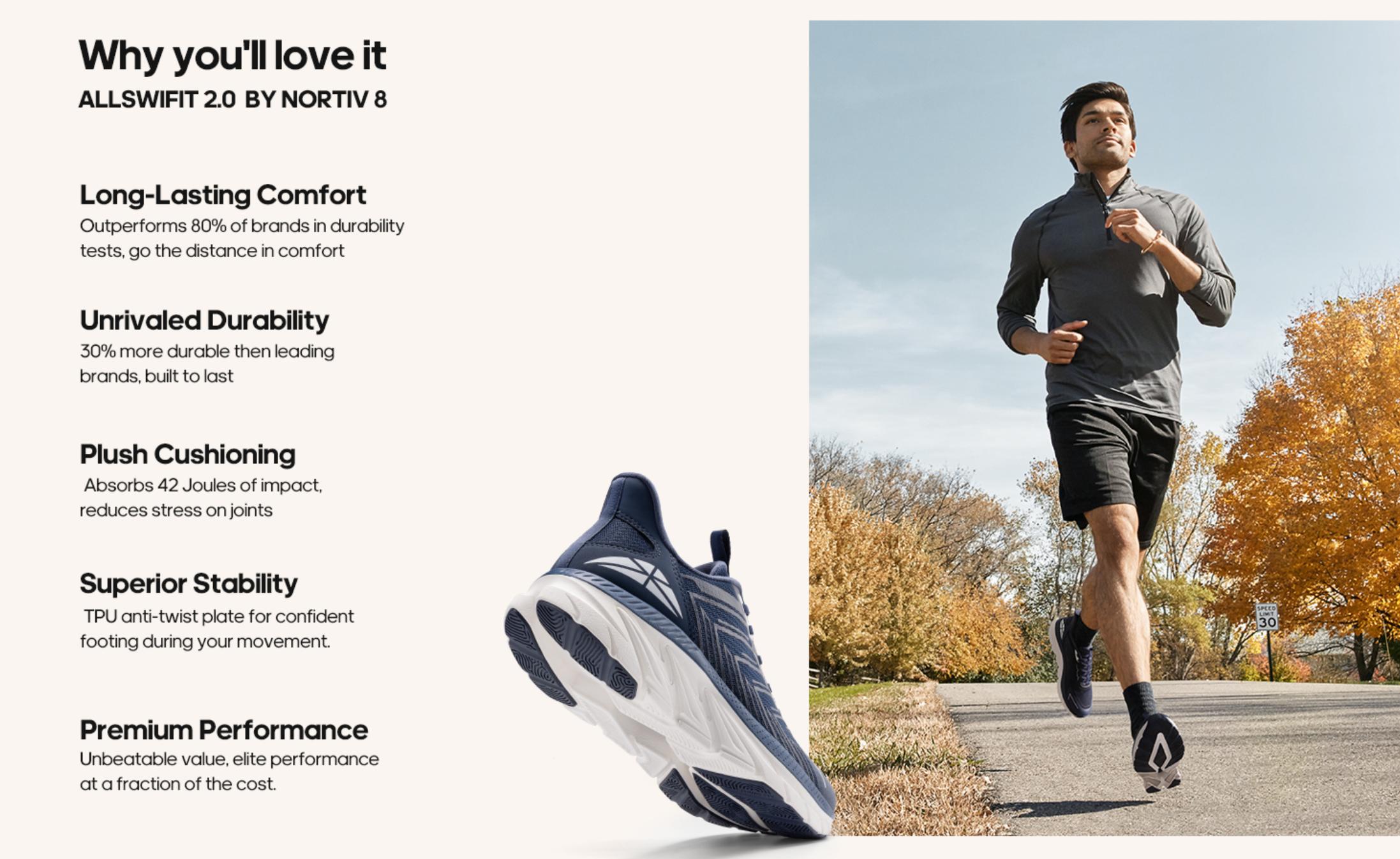 AllSwifit 2.0 Men's Slip On Comfortable Walking Shoes Running Tennis Athletic Gym Workout Cross Training