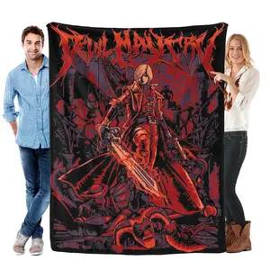 Devil May Cry Dante Metal Art Throw Blanket - Video Game Fan Art Soft Fleece, Ideal for Gamers & Action Adventure Fans, Gaming Room Decor