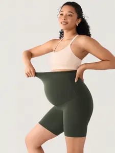 MOMANDA Maternity Yoga Shorts Over The Belly Summer Stretchy Pregnancy Active Short Pants Workout 6"