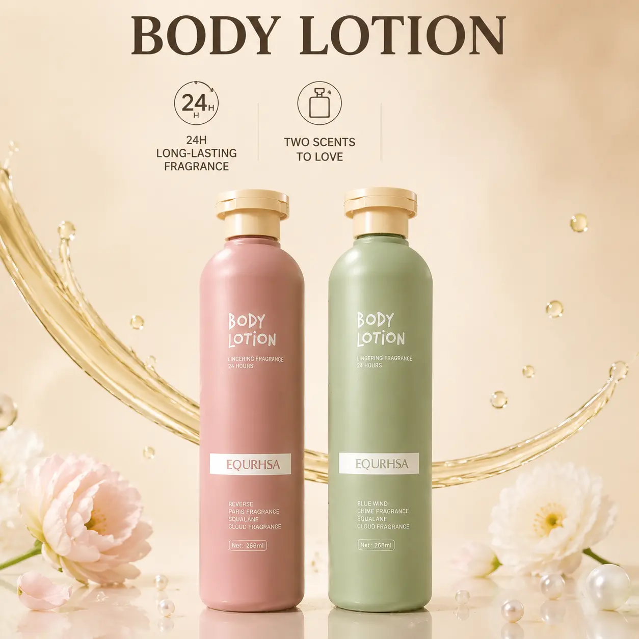 EOURHSA 24-Hour Long Lasting Fragrance Body Lotion – Natural Floral Scent Moisturizing Cream for Soft Skin, Daily Hydration & Smooth Touch – 268ml