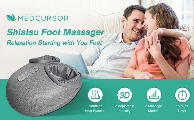 Medcursor Shiatsu Foot Massager Machine with Heat & Air Pressure Massage Modes for Tired Muscles and Plantar Comfort Relaxation