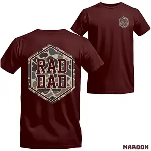 Cool Dad Camouflage Graphic T-shirt – A fun and modern design with the Rad Dad text, ideal for fathers who appreciate a casual yet stylish look. Unisex. Mensw