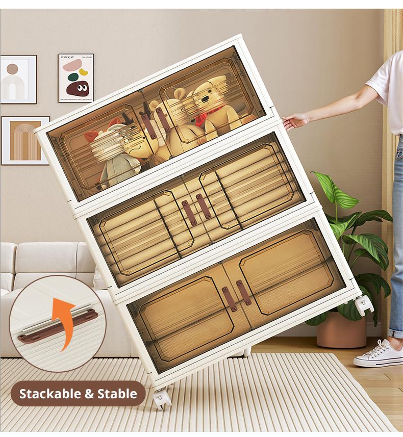 SPACIFY HOME Foldable Storage Bins 76QT with Lid, Magnetic Doors & Lockable Wheels, Stackable storage Boxes for Living Room, Office, Kitchen, Dorm SPACIFY HOME Foldable Storage Bins 76QT with Lid, Magnetic Doors & Lockable Wheels, Stackable storage Boxes for Living Room, Office, Kitchen, Dorm