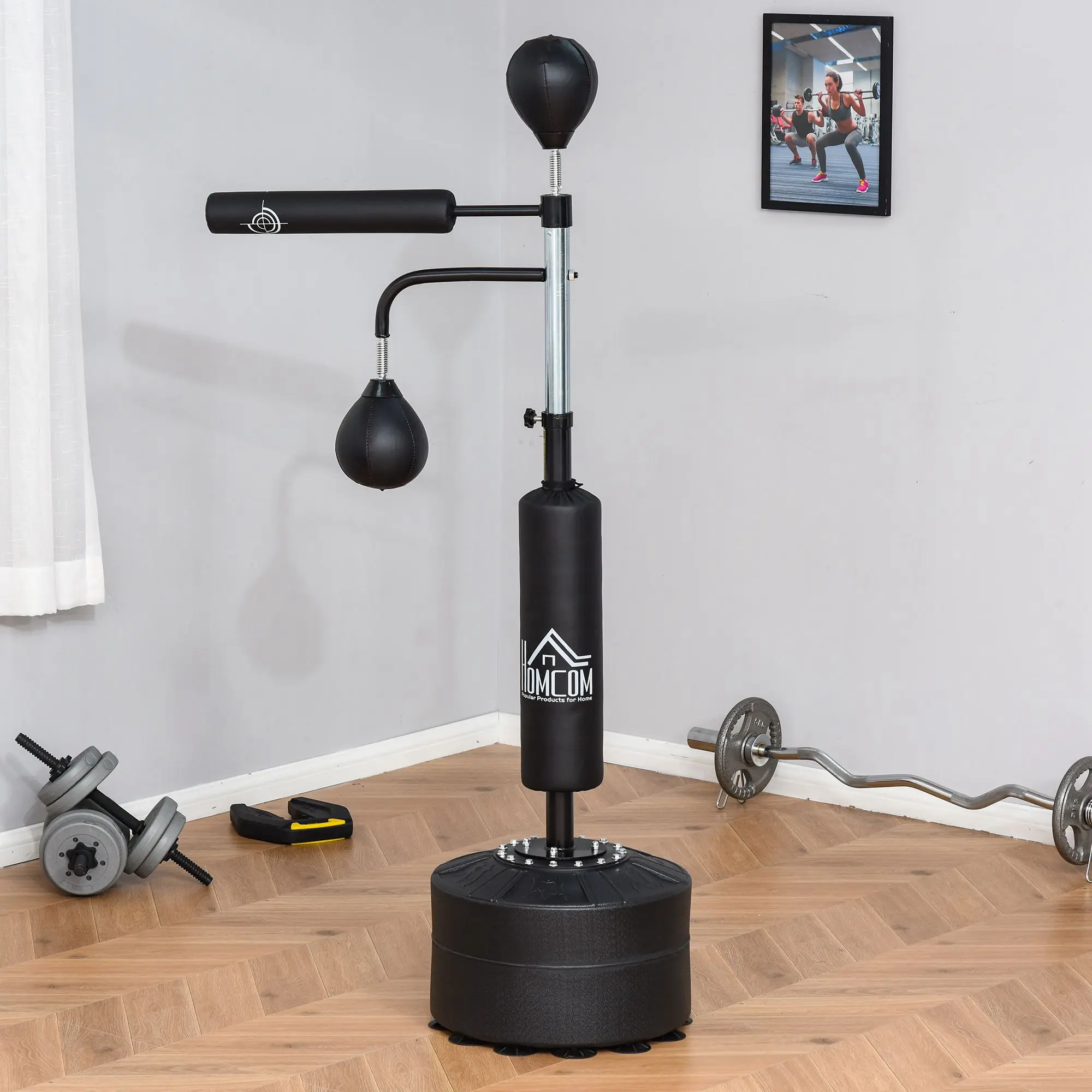 #tiktokshopbacktoschool Soozier 3-in-1 Boxing Bag Freestanding Punching Bag with 2 Speed Bag, 360° Relax Bar, Reflex Bag, Adjustable Height