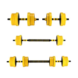 GARVEE 2-in-1 Adjustable Dumbbell Set - 33 LBS Home Gym Free Weight, Convertible to Barbell, Multifunctional for Men's Strength Training, Yellow and Black