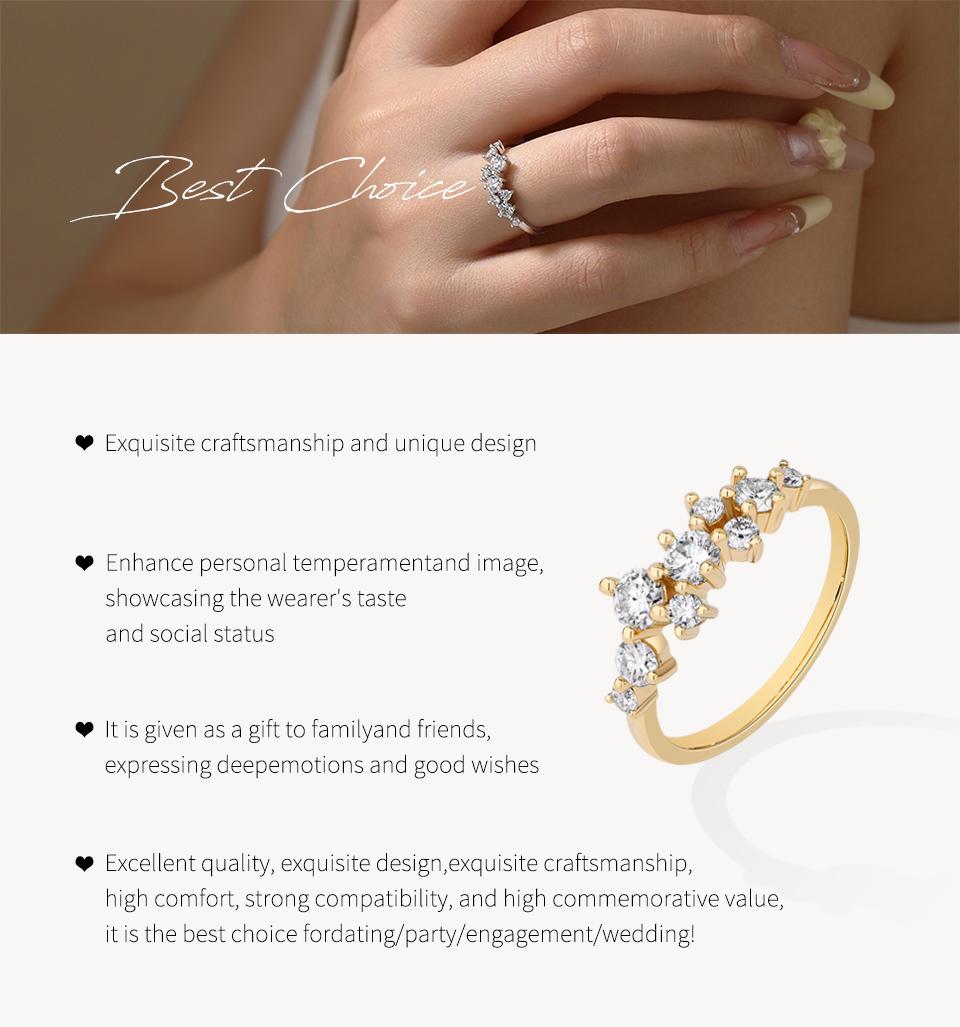 ATTAGEMS Sparkling D Color Lab-Created Moissanite Ring 925 Sterling Silver Casual Design Party Anniversaty Birthday Ring Gift for Women Unisex R304